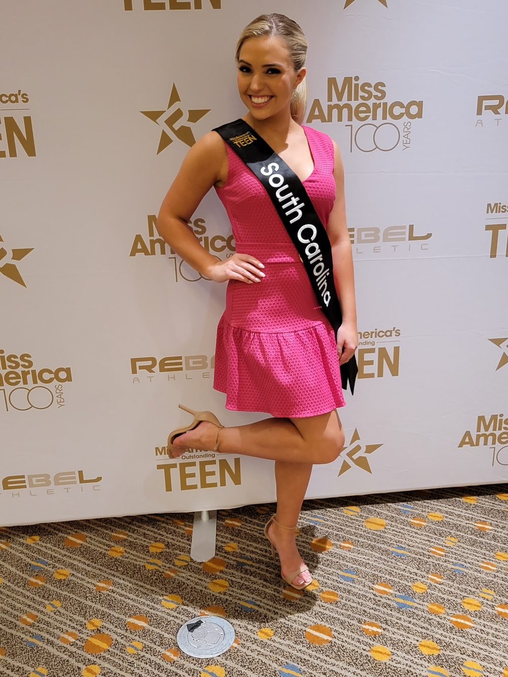 Bright Pink V-Neck Fit & Flare Dress